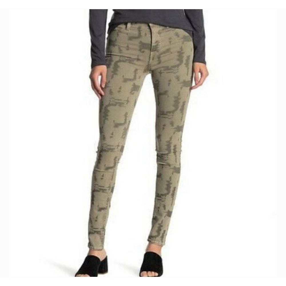 Free People Green & Khaki High Rise Skinny Long and Lean Jeans Size 26